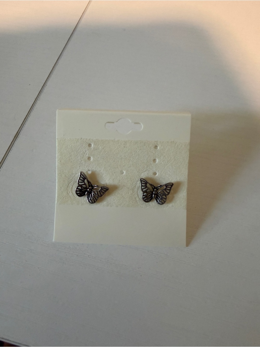 Silver Butterfly Stud Earrings - Pair